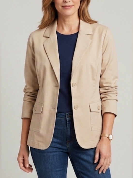Relativity Jackets & Blazers - Relativity Khaki 100% Cotton Blazer, Size 1X